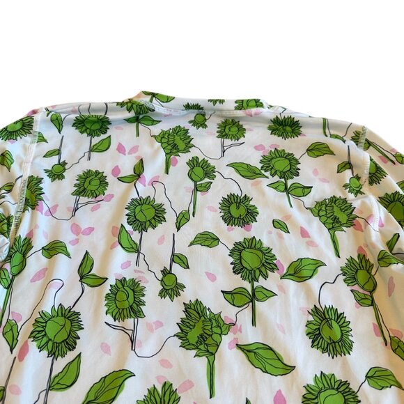 Stine Goya Juno Long Sleeve Stretch Shirt Green Sunflower Print Size Medium - Picture 9 of 12